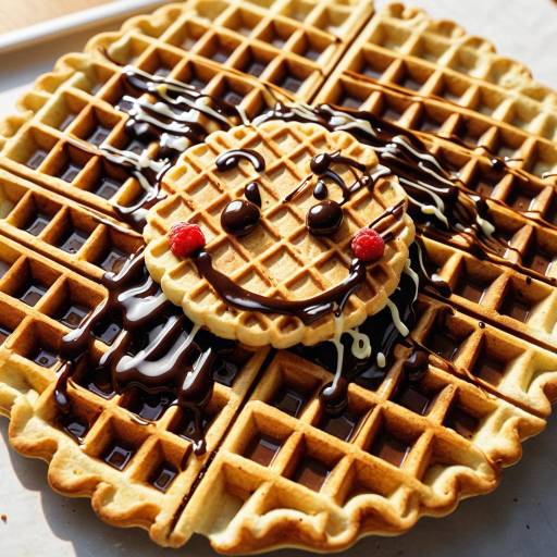 Smiling Waffle with Chocolate Drizzle