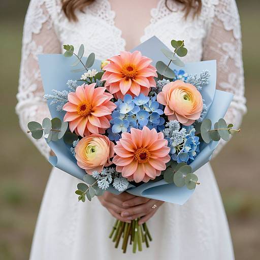 Elegant Bridal Bouquet with Coral Dahlias