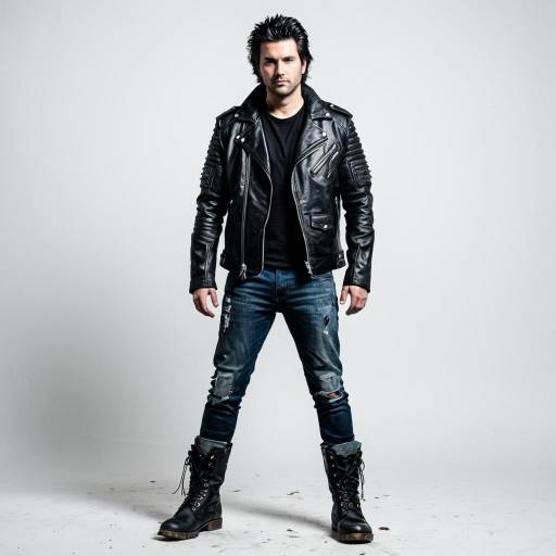 Man in Black Leather Jacket and Denim Jeans