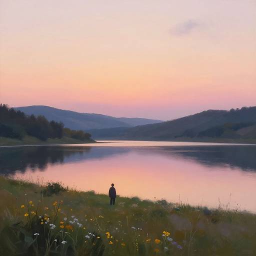 Serene Lakeside Twilight Impression