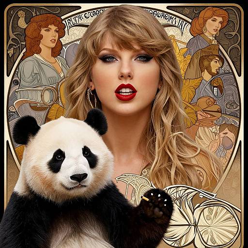 Elegant Taylor Swift with Panda Portrait