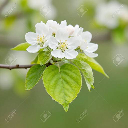 Blossoming Tree Branch in Garden