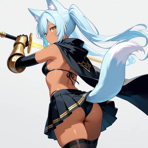 Majestic Fox Girl in Black Elegance Majestic Fox Girl in Black Elegance