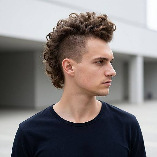 Fit Man with Pompadour Mullet in Urban Setting
