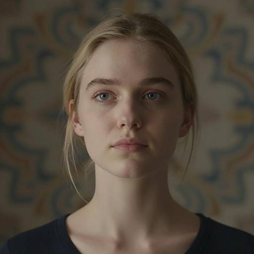 Serene Young Woman with Dark Patterns