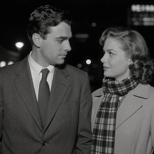 Vintage Nighttime Romance in Black-and-White