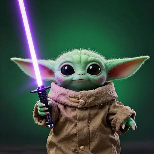 Mystical Green Creature with Light Beam