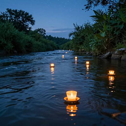Twilight Votive Lanterns on River