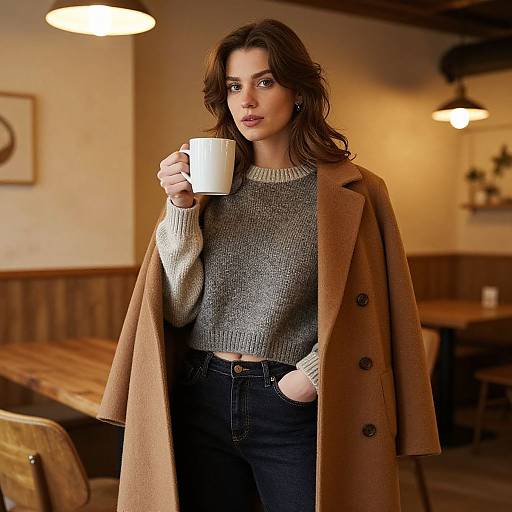 Casual Layering in Rustic Café