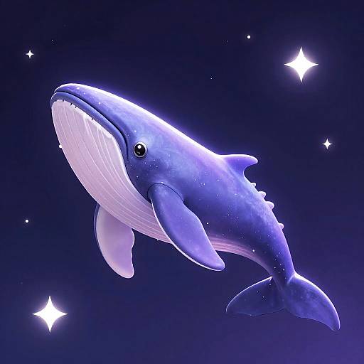 Glowing Purple Celestial Anime Whale