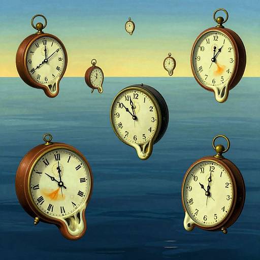 Surreal Dreamscape with Floating Clocks
