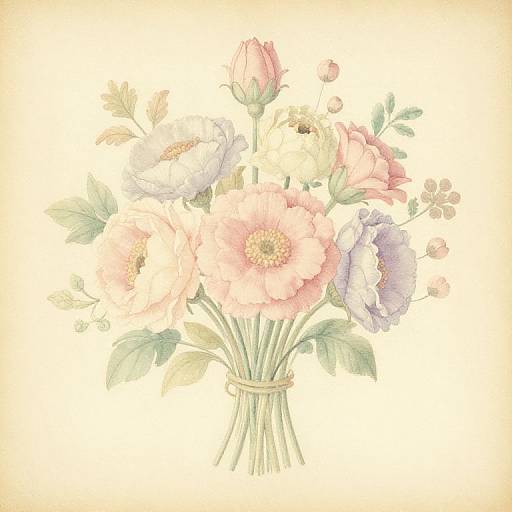 Vintage Pastel Floral Bouquet Illustration