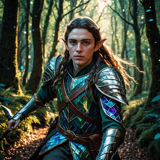Young Elf Warrior in Enchanted Forest