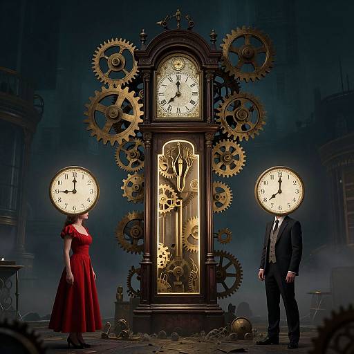 Steampunk Grandfather Clock Surrealism