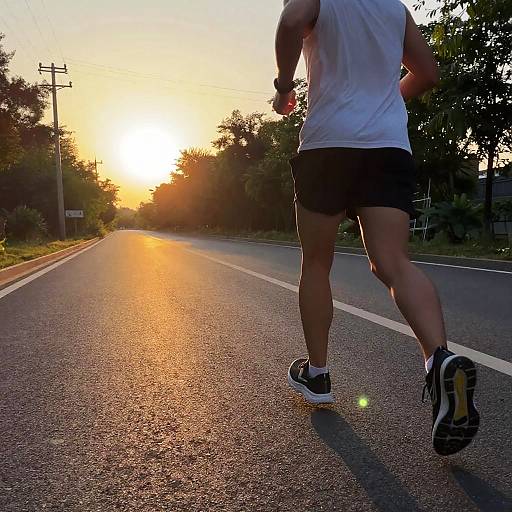 Sunset Jogging on a Golden Road