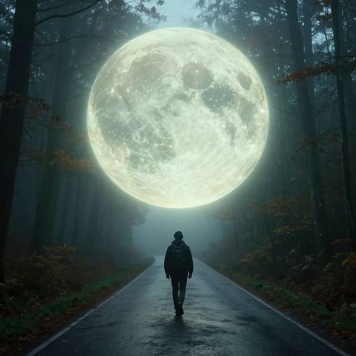 Mysterious Figure Under Glowing Orb