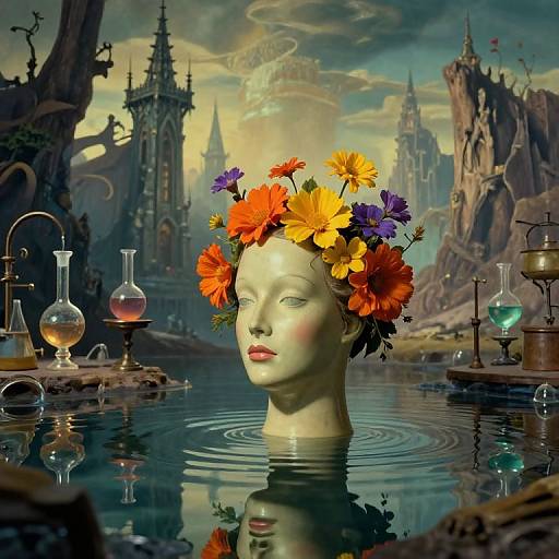 Surreal Vintage Mannequin in Wizard Lab