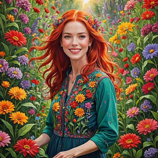 Vibrant Woman in Flower Garden Vibrant Woman in Flower Garden