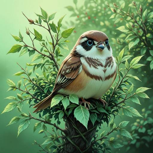 Realistic Sparrow in Thorn Bush Realistic Sparrow in Thorn Bush