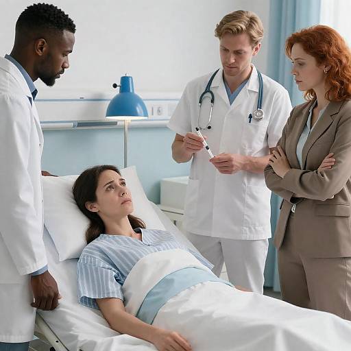 Concern in a Hospital Room Scene