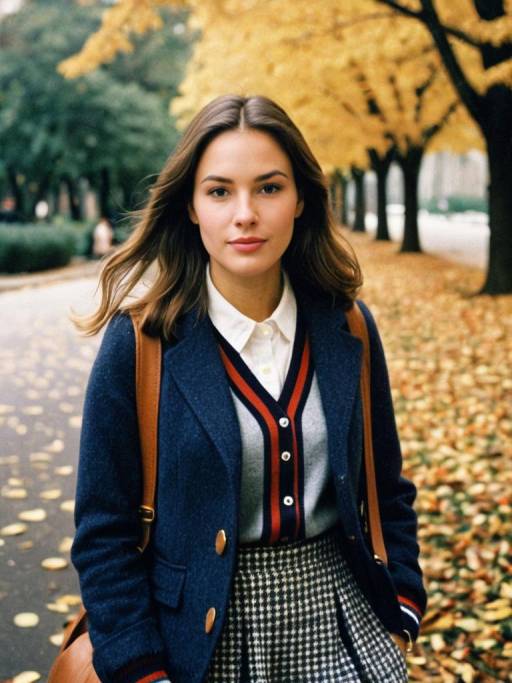 Woman in Preppy Fall Outfit