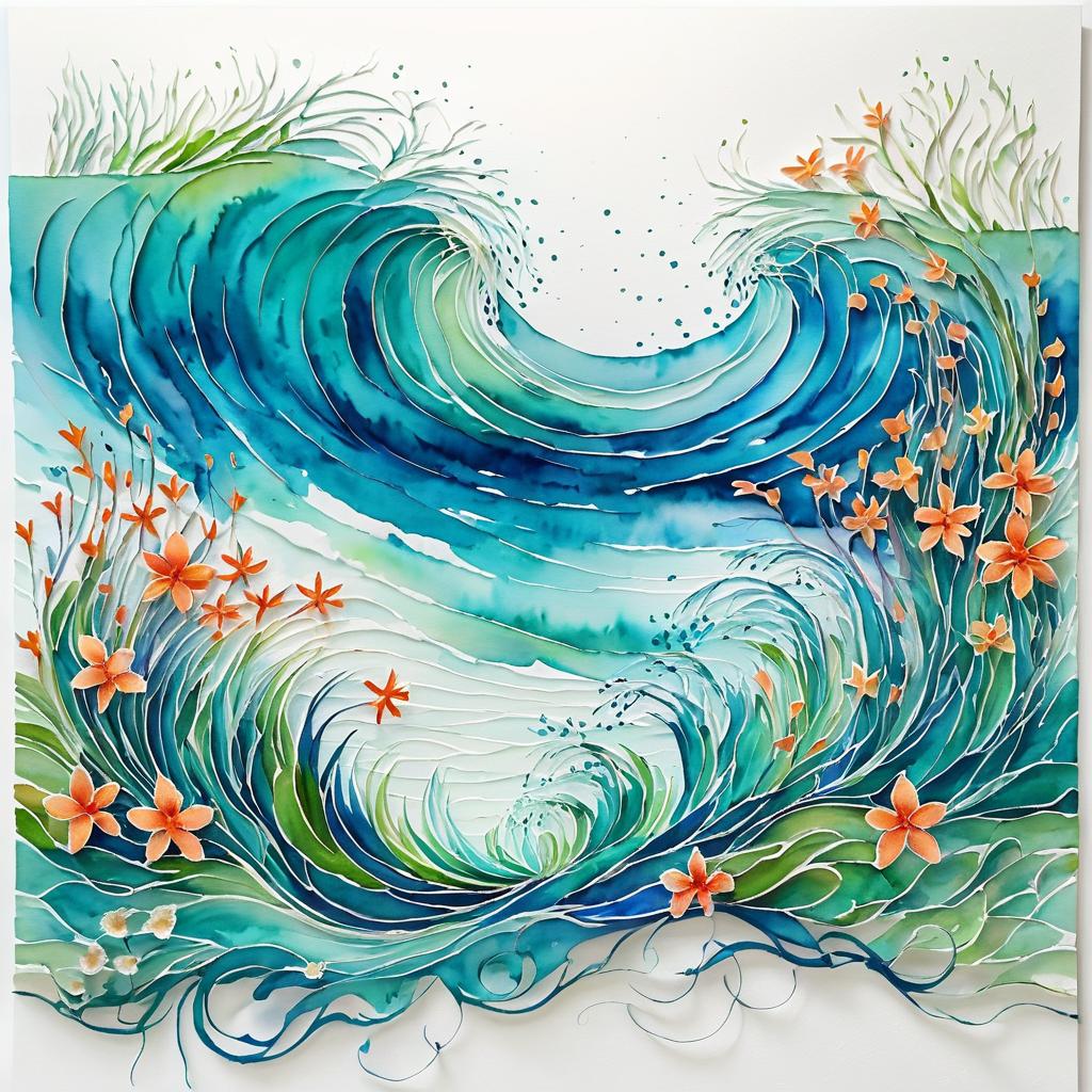 Vibrant Ocean Roots and Flower Waves