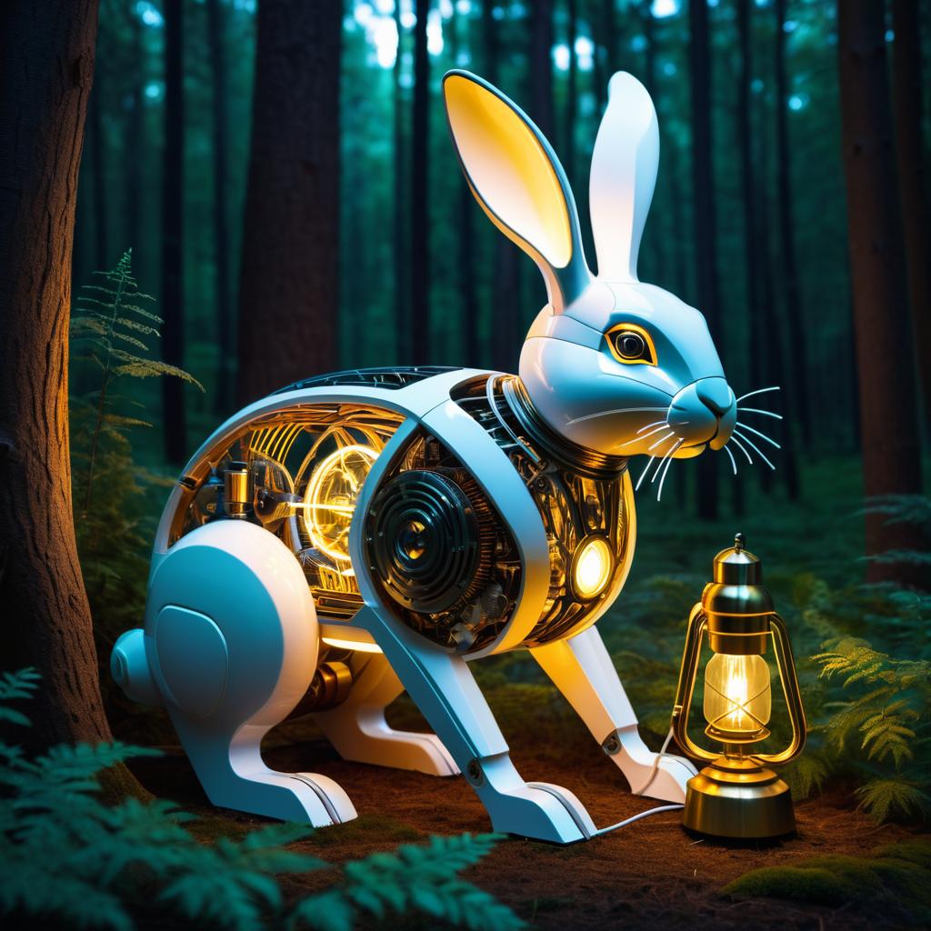 Mechanical Rabbit-Lamp Fusion in Forest