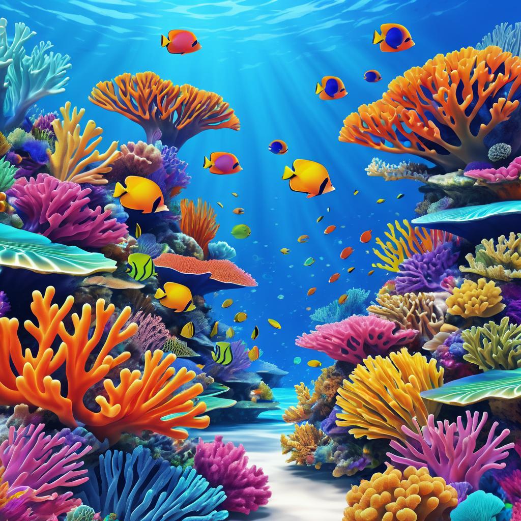 Vivid Coral Reef Digital Art Print