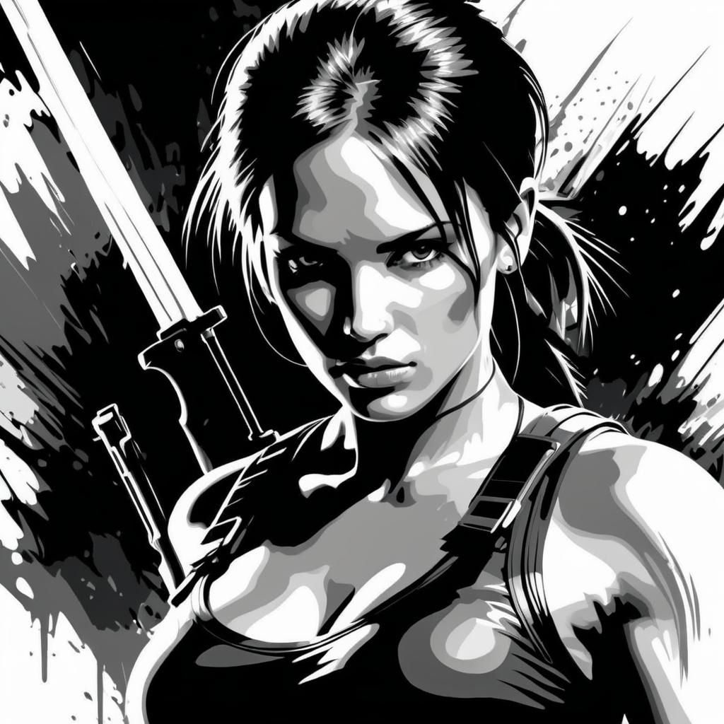 Intense Lara Croft Action Art