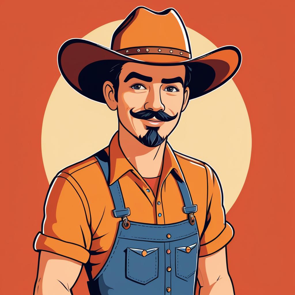 Cheerful Vintage Western Cartoon T-Shirt Design