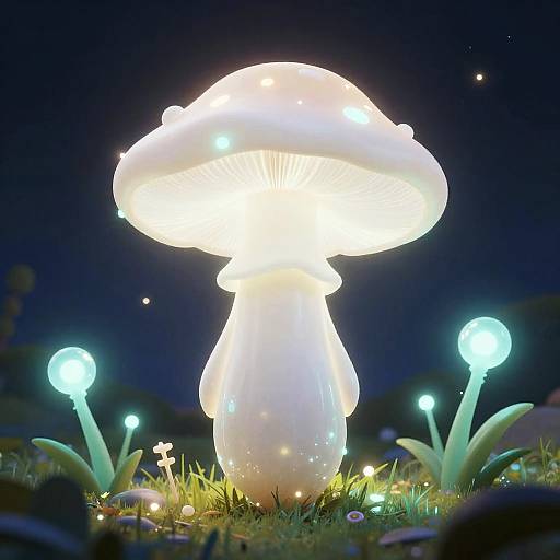 Ethereal Fantasy Character with Glowing Mushroom Hat