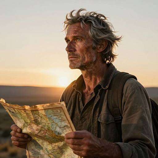 Hyperrealistic Portrait of Weary Traveler