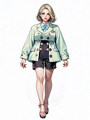 Stylish Woman in Oversized Blazer and Shorts