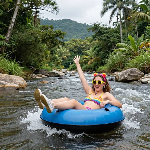 Woman Tubing in Avocadopunk Style