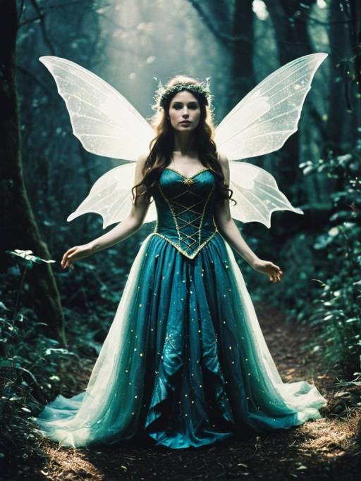 Woman in Enchanted Fairy Costume in Forest