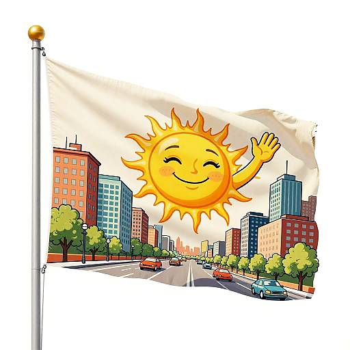 1930s Vintage Cartoon Sun Flag