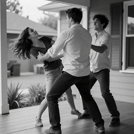 Dynamic Action Scene in Black-and-White