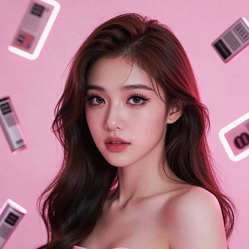 Portrait of Woman with Neon Pink Glow