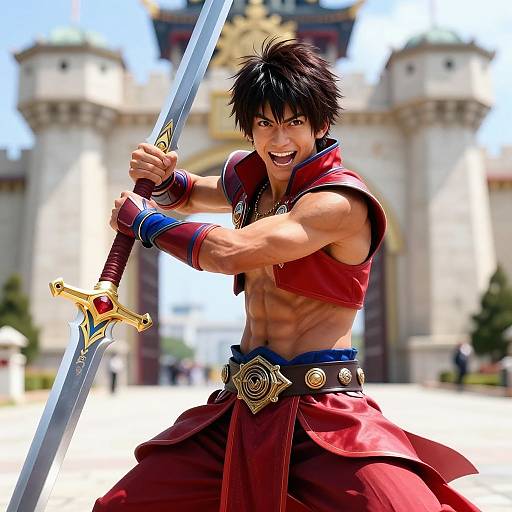 Handsome Japanese Warrior Boy Battle