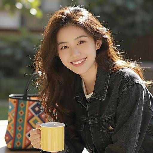 Smiling Woman with Yellow Mug