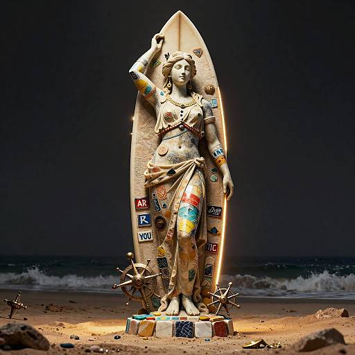 Upcycled Beach Goddess Surfboard Panel Monument