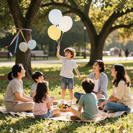 Joyful Family Reunion Picnic Scene