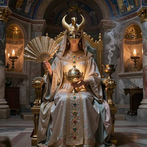 Ethereal Falcon-Headed High Priestess Art