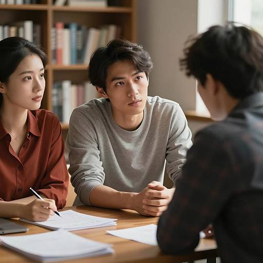 Candid Table Conversation in Warm Lighting