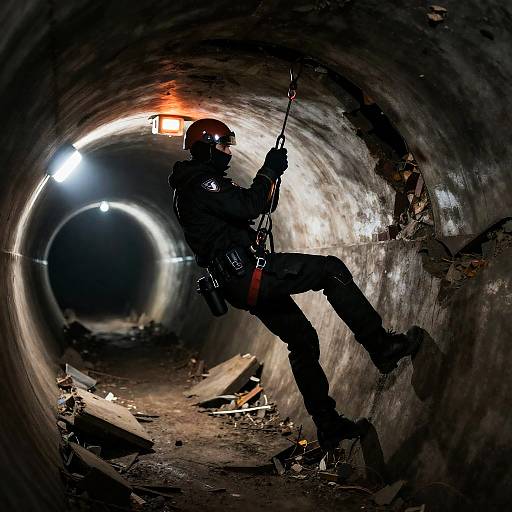 Vigilante Medic Scaling Collapsed Subway Entrance
