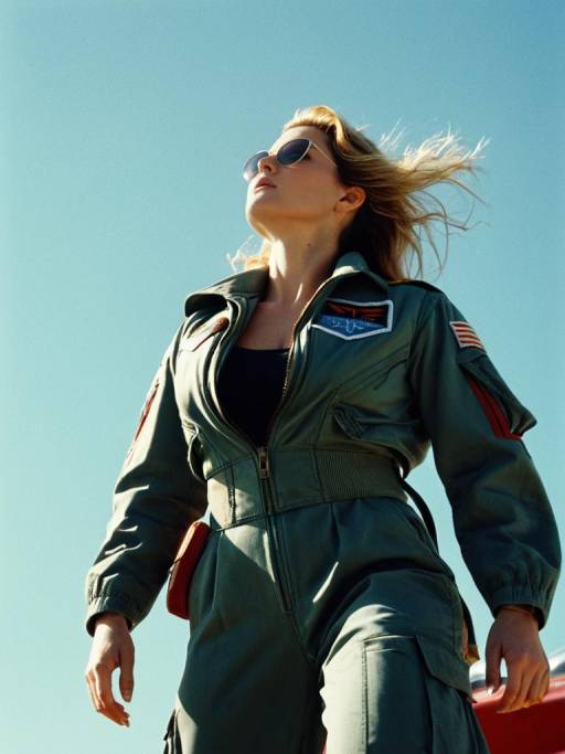Heroic Woman in Top Gun Costume