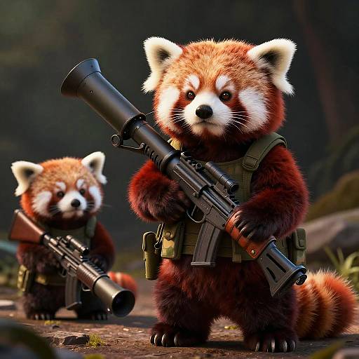 Ultra-Realistic Red Panda Soldier