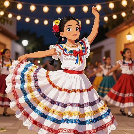 Mexican Anime Girl in Folkloric Dress