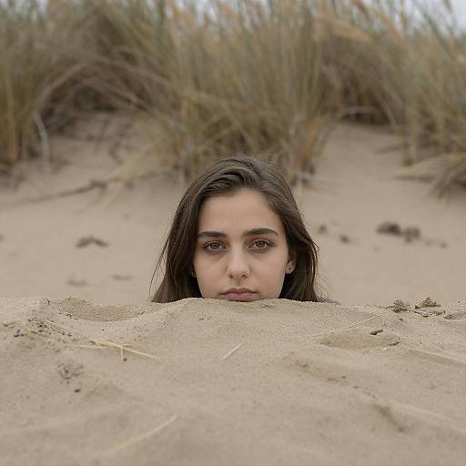 Young Woman Over Sandy Embankment