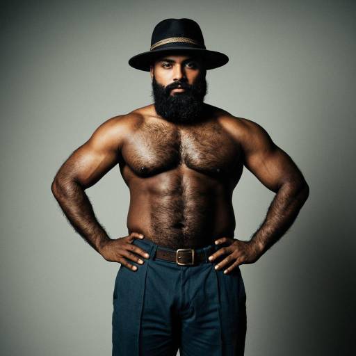 Bearded Dark-Skinned Man Wearing Hat and Pants
